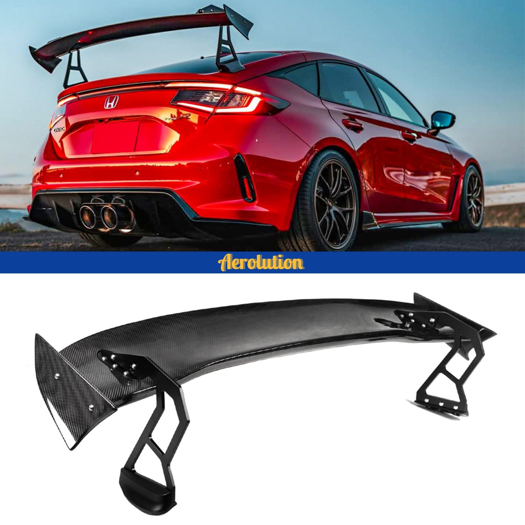 2023-2025 Honda Civic Type-R FL5 Carbon Fiber Swan Neck Adjustable