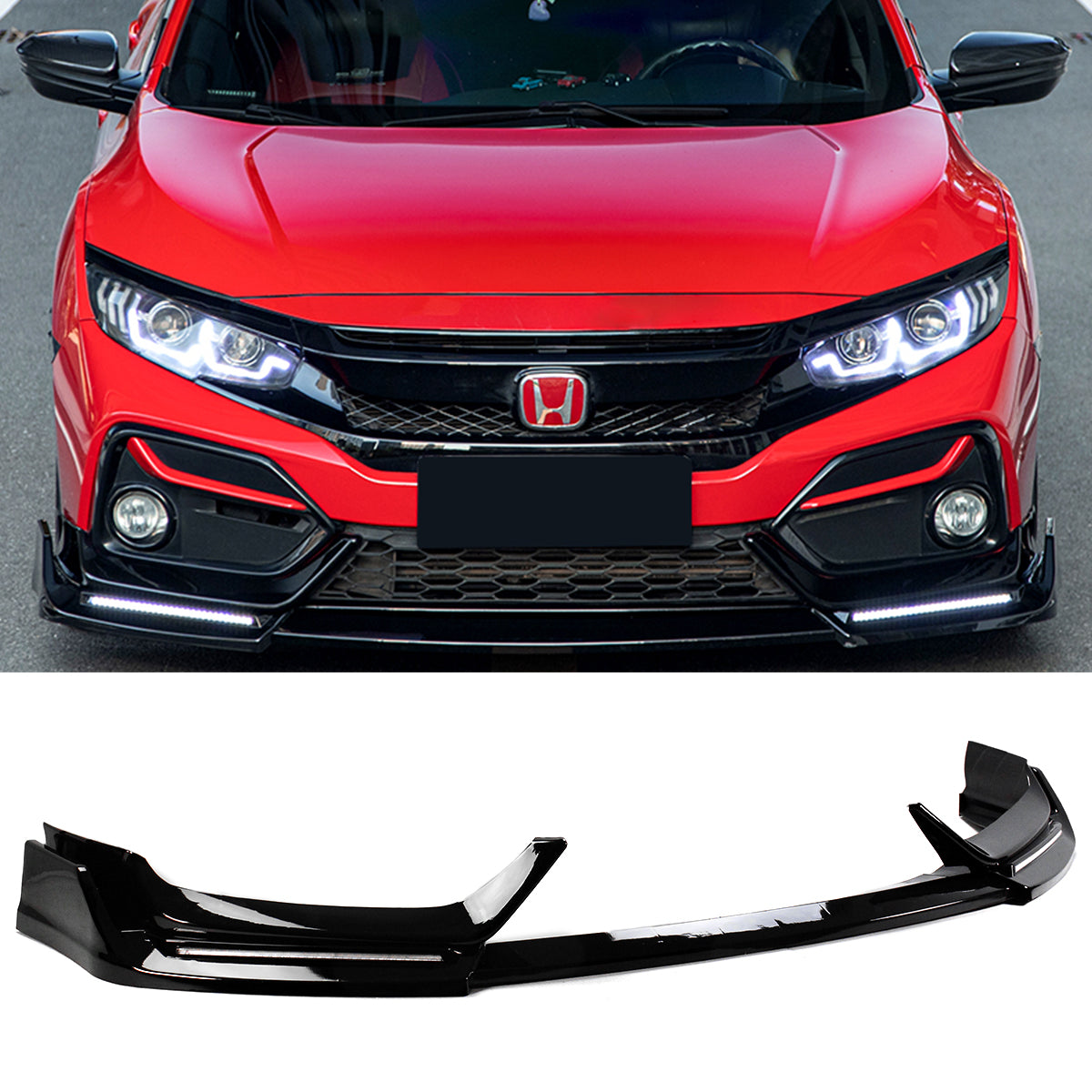 2016-2021 Honda Civic Front Lip Blz Style Led Sequential Sedan Si 