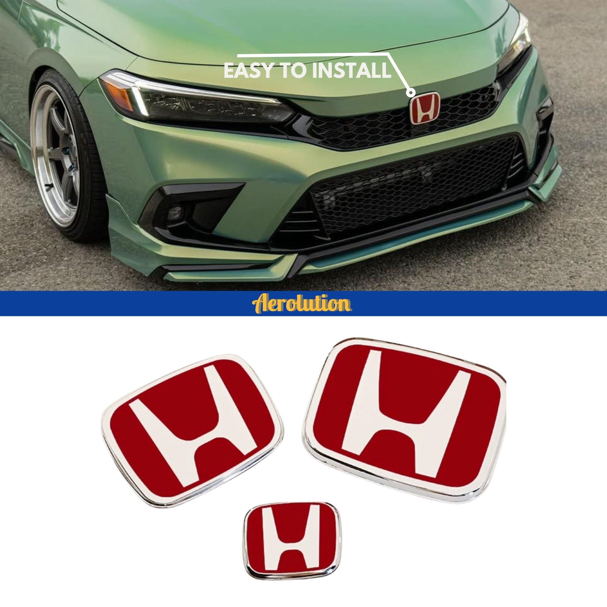 2022+ 11th Gen Honda Civic Red Badges Emblem Set JDM – Aerolution