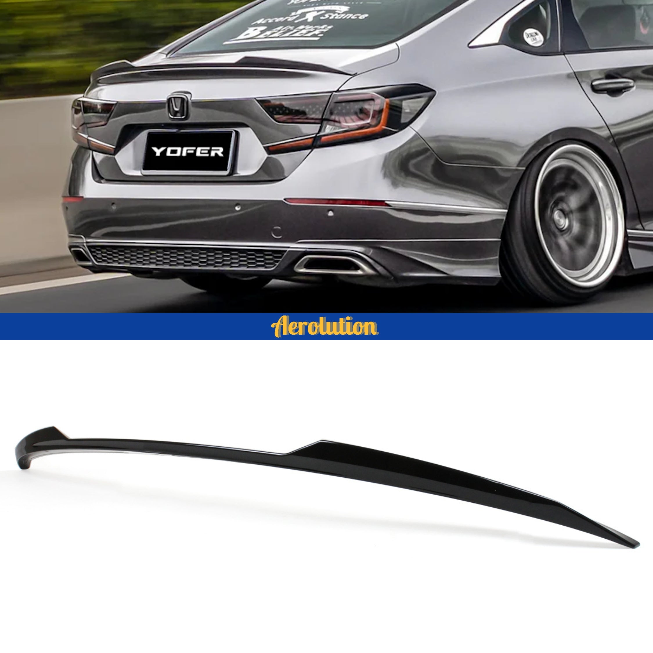エアロフオン 2018-2022 10th Gen Honda Accord Yofer Design V1 Rear Trunk Spoiler