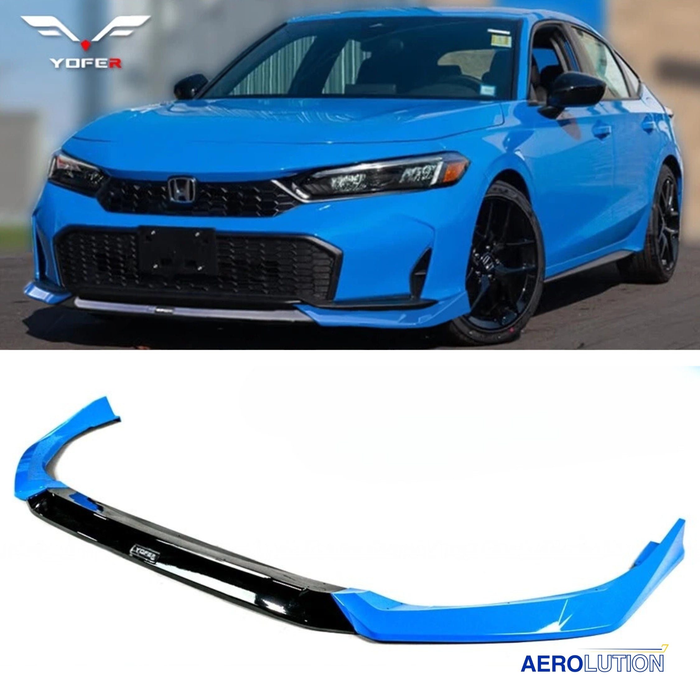 Yofer 3-Piece Front Bumper Lip Splitter For 2025+ Honda Civic – White Pearl & Black 2-Tone