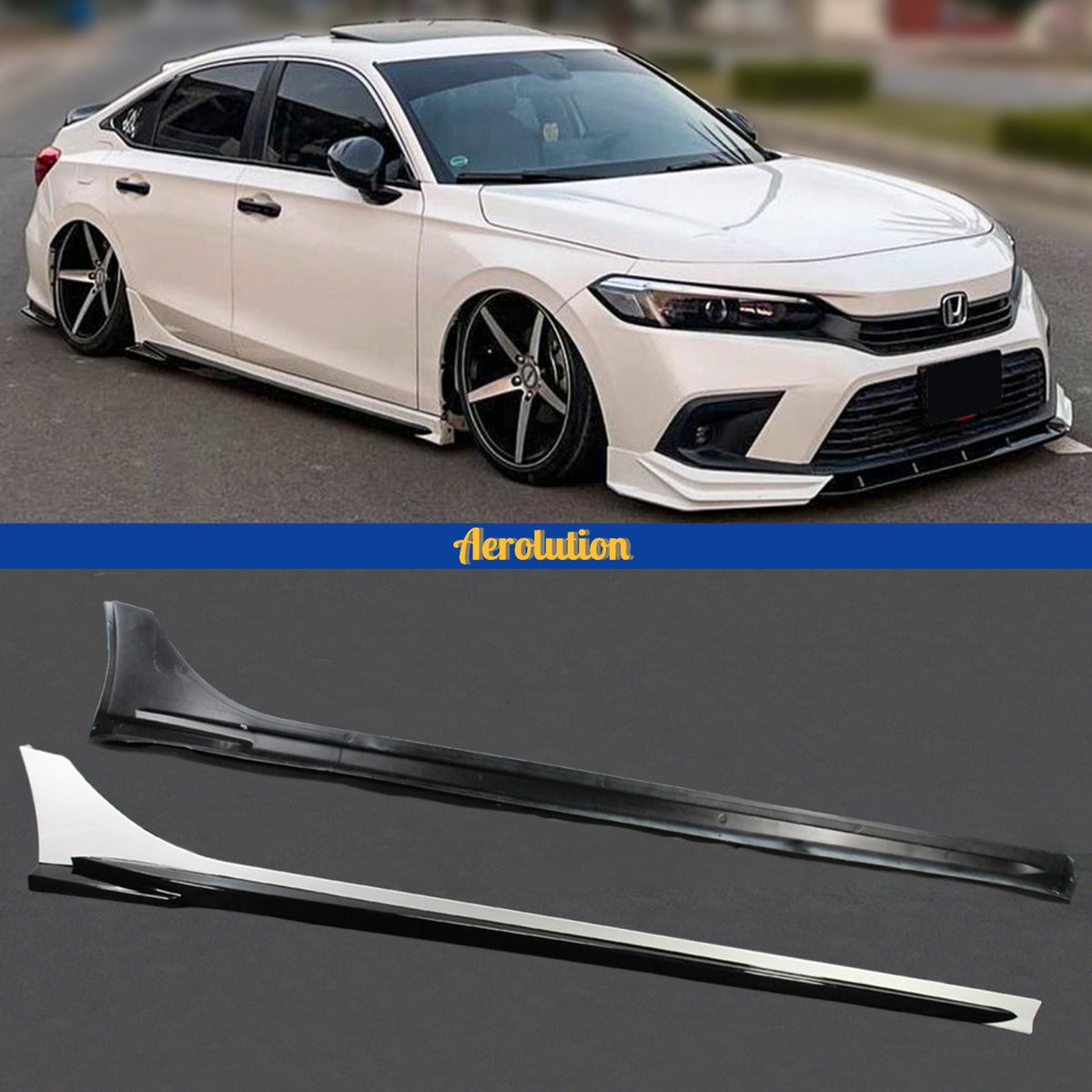 For 2022-2026 Honda Civic Yofer Sonic Gray Black 2 Toned Side Skirt Extension For 2022-2026 Honda Civic Yofer Sonic Gray Black 2 Toned Side Skirt Extension