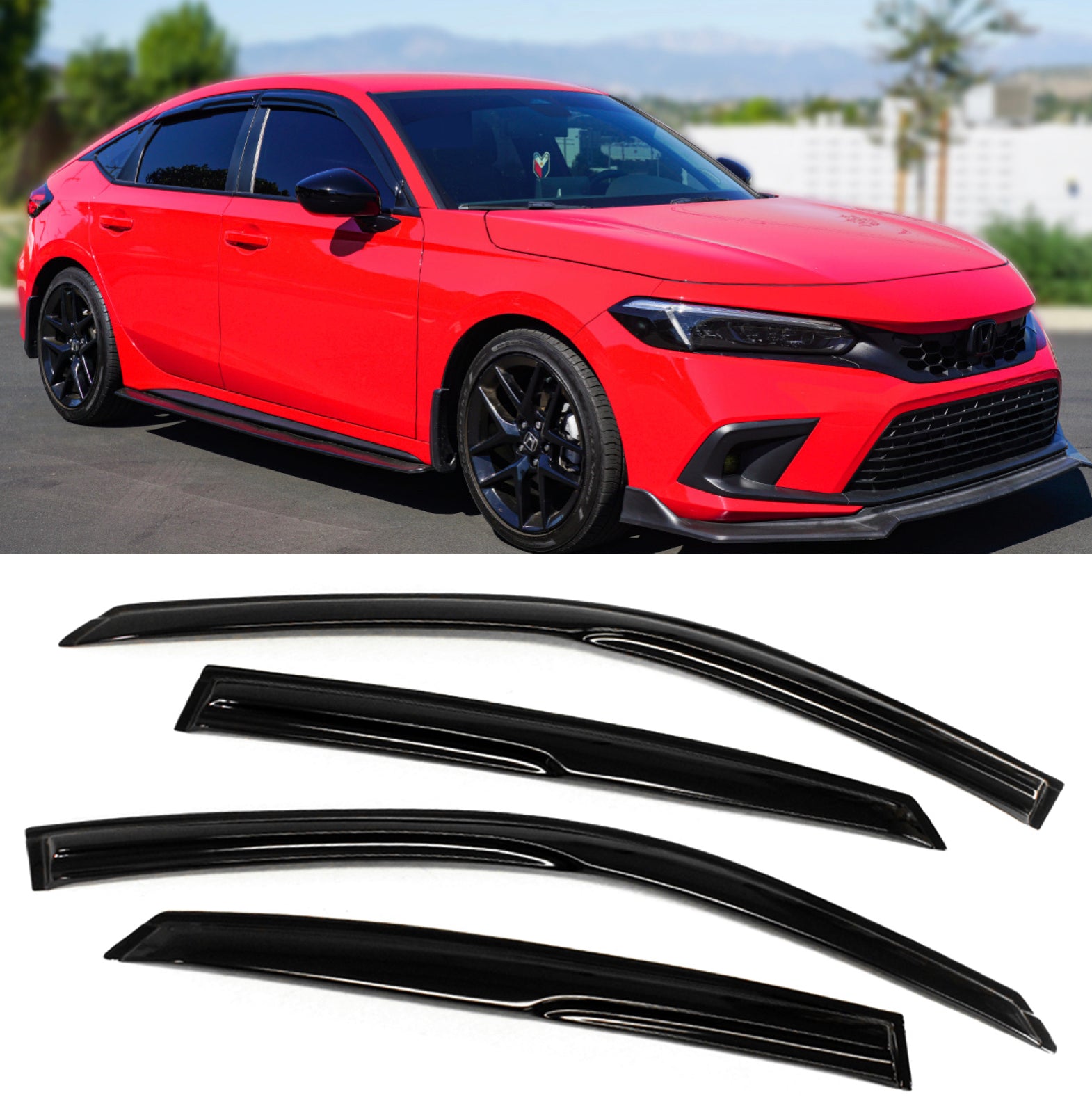 Extreme online store replacement For 12-15 Honda Civic Sedan JDM MUGEN Tape  On Side Vents Window Rain Guards 