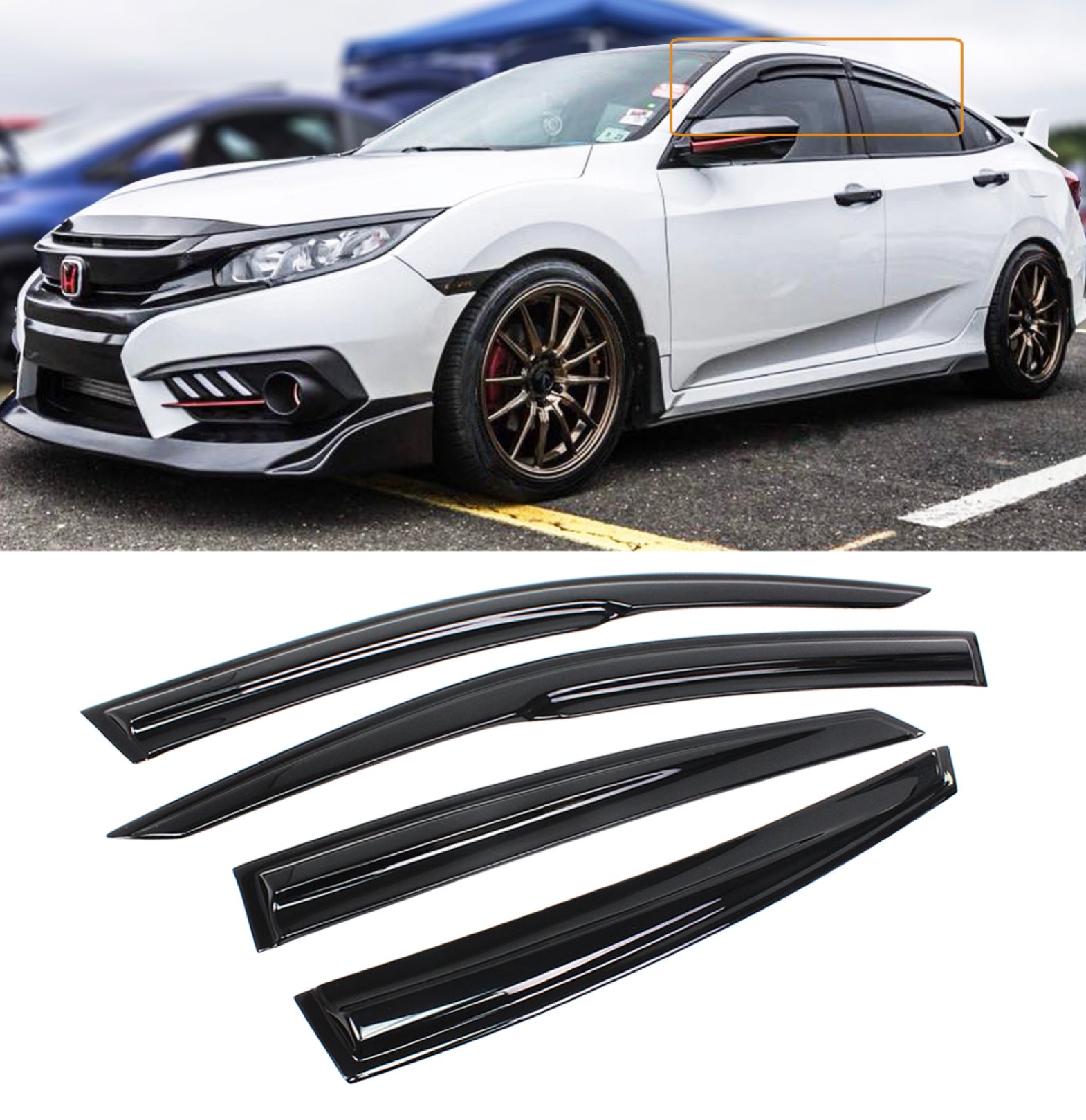 2016-2021 Honda Civic Window Visor Rain Guard Mugen Style – Aerolution ...