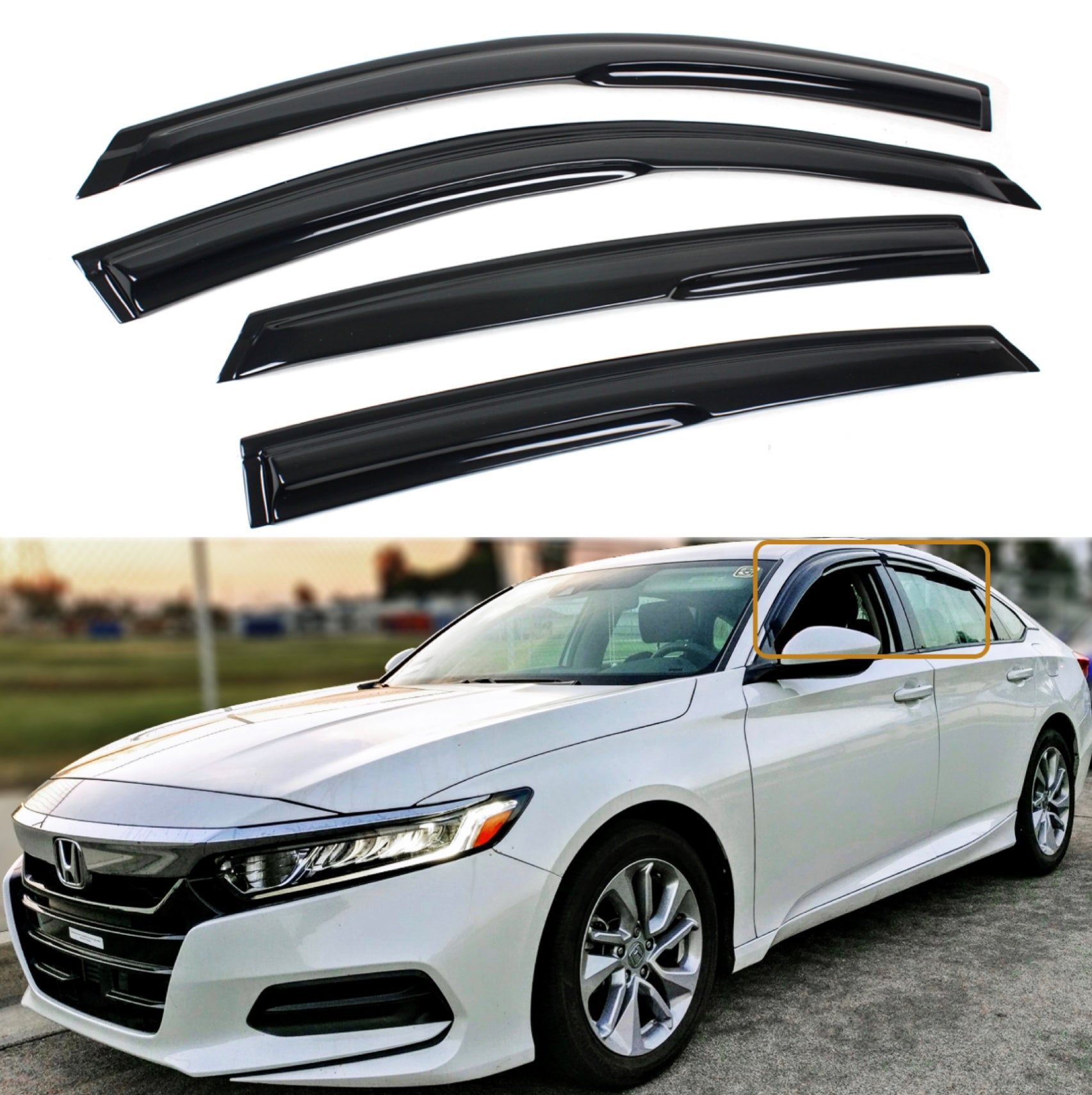 Mugen Style 4pc Window Visor Rain Guard for 2018-2022 10th gen