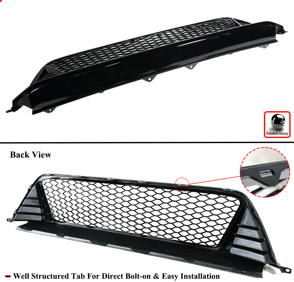 Gloss Black Honeycomb Front Bumper Lower Grille For Honda Civic 11th Gen (2022-2025) - Non-Type R