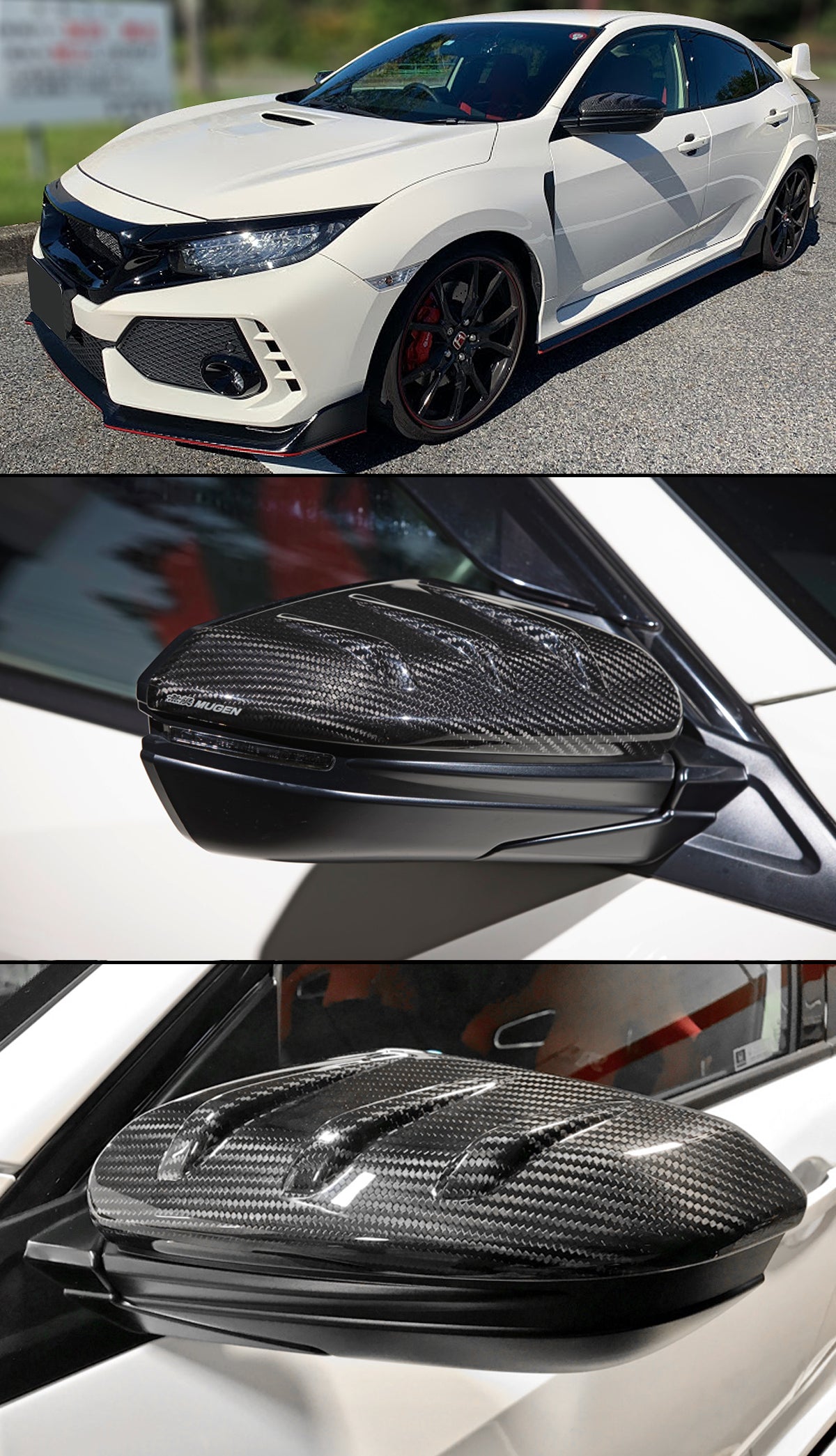 Mugen Style Carbon Fiber Mirror Caps [CIVIC 2016-2021]