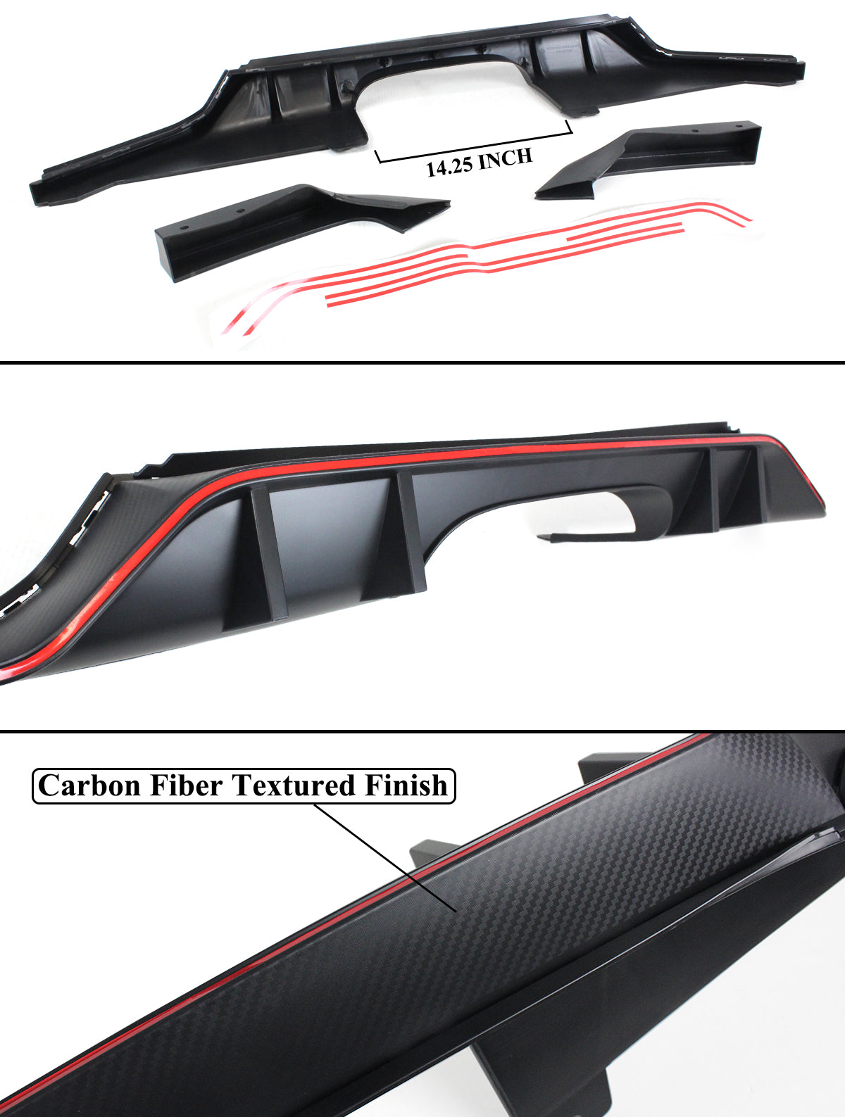 Type-R Style Rear Diffuser for 2016-2021 Honda Civic Hatchback ...