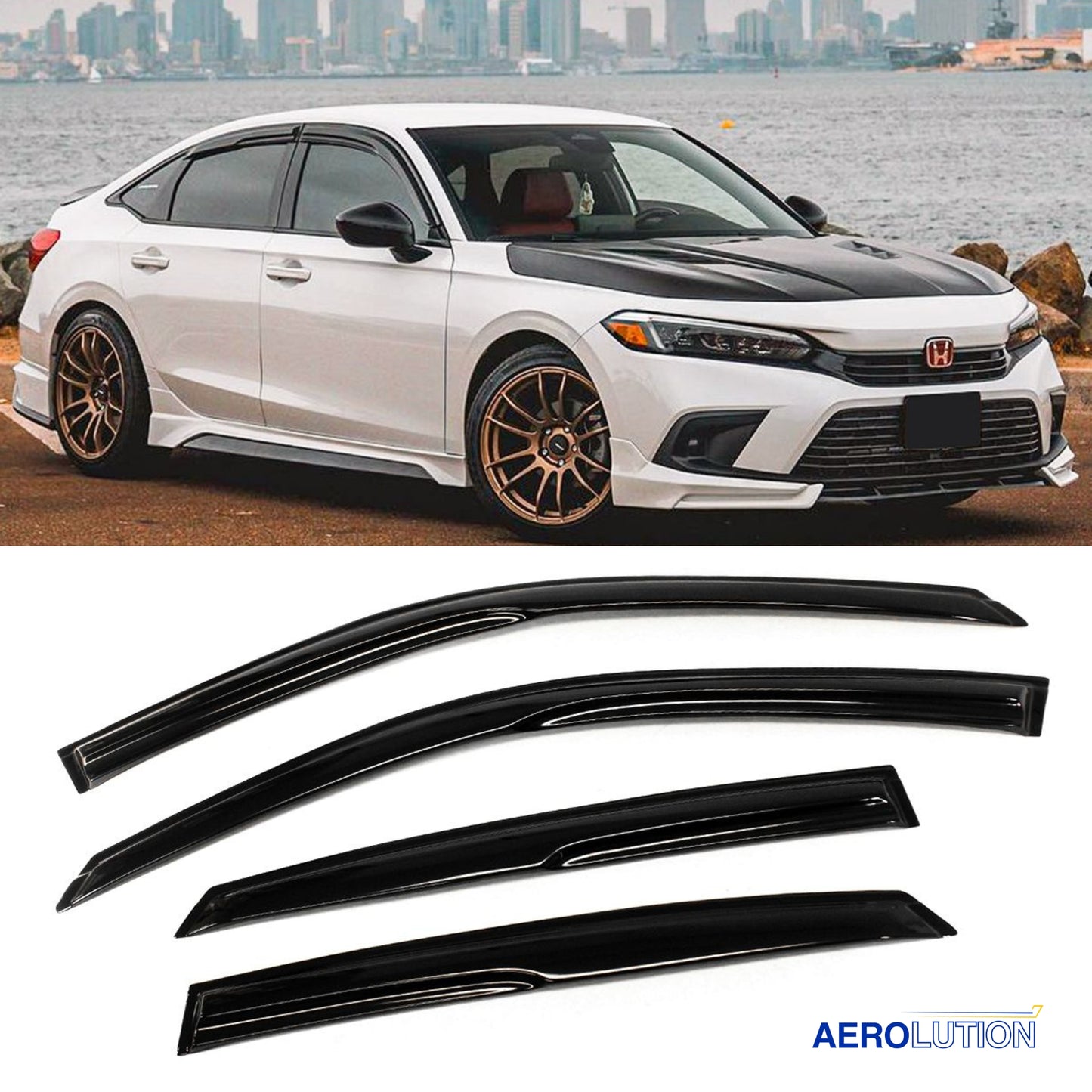 Mugen Style Window Visor Rain Guard [CIVIC 11TH]