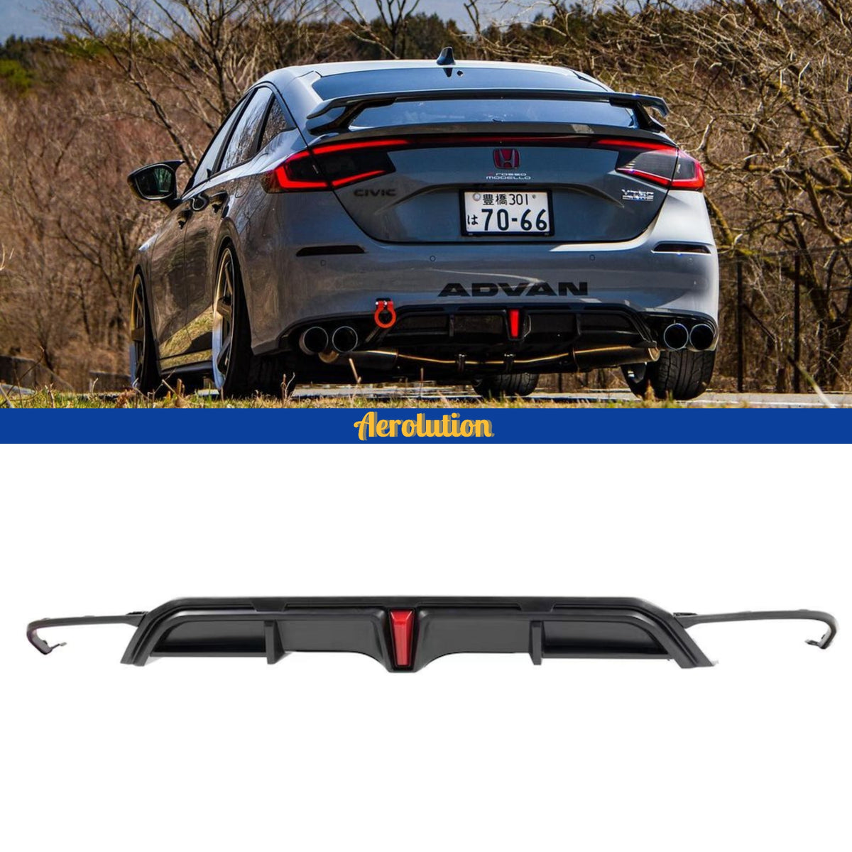 Led Rear Diffuser Lamp 2022 2023 2024 Honda Civic Yofer LED Rear Diffuser V3 Hatchback FL1 FL2 ...