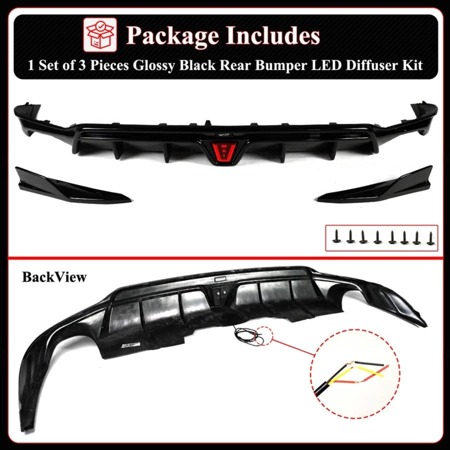 De4 Integra Rear Diffuser 2023-2025 Acura Integra GF BodyKit V2 LED Rear Diffuser DE4 ...